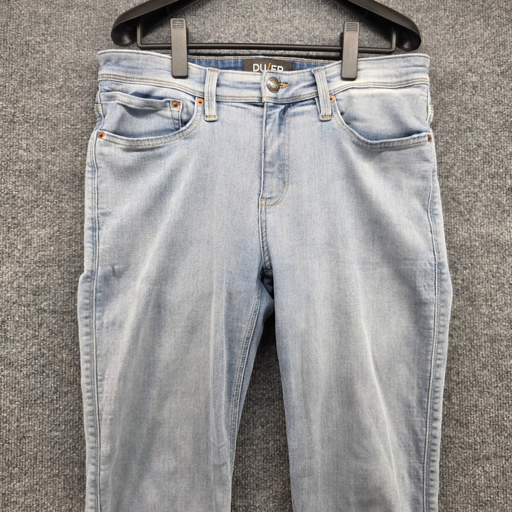 DU/ER L2X Slim Fit Jeans Mens Light Wash Blue Technical‎ Denim Coolmax Stretch